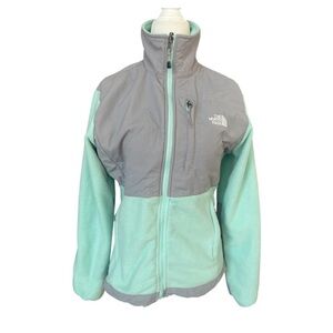 The North Face Light Gray and Mint Fleece Jacket Women’s SZ Small
